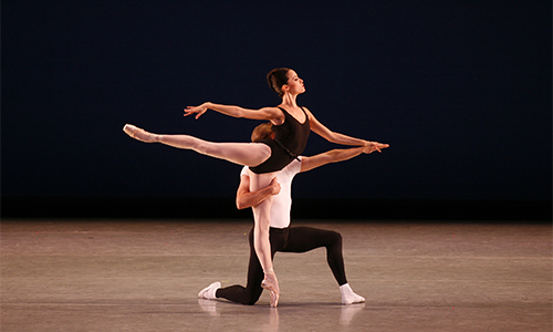 Natalia Magnicaballi and Elye Olson in "Agon." Choreography by George Balanchine. Photo by Rosalie O'Connor.