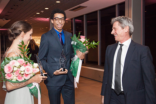 Award winners Jillian Barrell and Ethan Price with Artistic Director, Ib Andersen. Photo by Haute Photography.