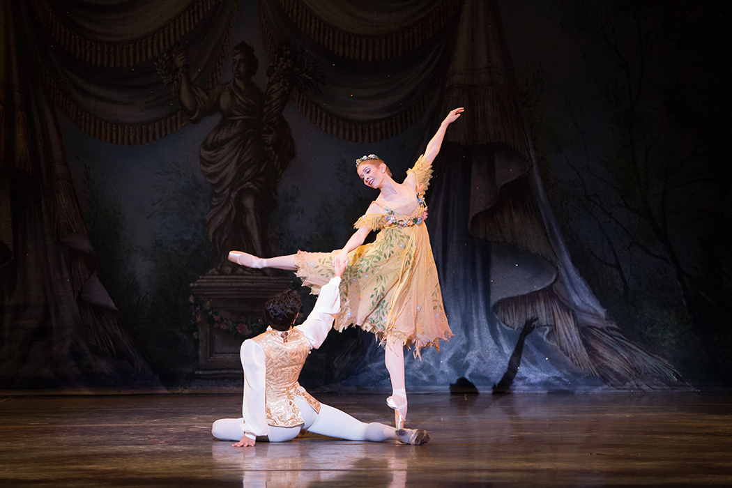 Alison Remmers and Alejandro Mendez as Summer Fairy and Her Cavalier in "Cinderella." Choreography by Ib Andersen. Photo by Alexander Iziliaev.