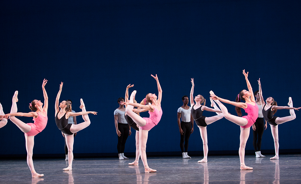 Rochelle Anvik (center) in George Balanchine's "Symphony in Three Movements." Choreography by George Balanchine. Photo by Alexander Iziliaev. © The George Balanchine Trust.