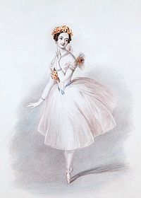 Drawing of Marie Taglioni as "The Sylph" in "La Sylphide".